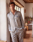 Men’s Silk-Like Pajama Set – Luxurious Paisley Pattern Sleepwear
