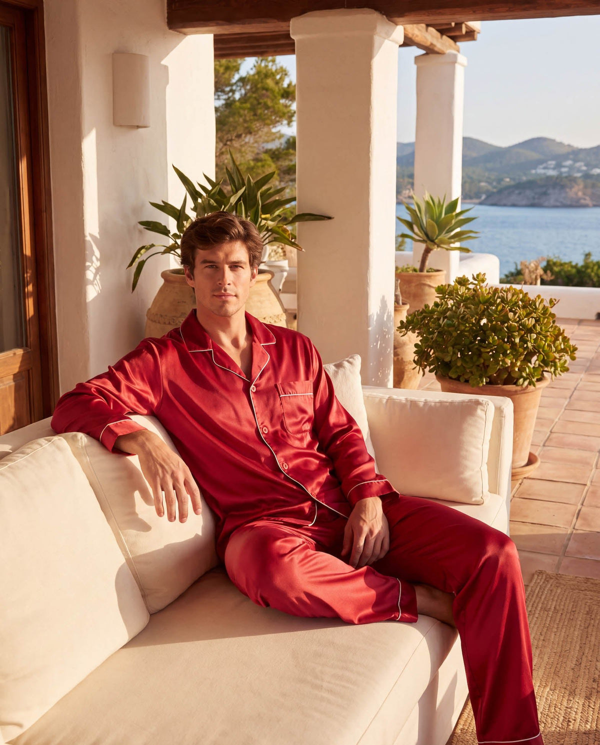 Men’s Pajama Set – Lightweight Long Sleeve Lounge &amp; Sleepwear for Home Comfort