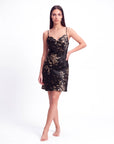 Women’s Puff-Sleeve Halter Neck Dress – Printed Casual Nightgown