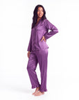 Soft Satin Pajamas Set for Women – 2-Piece Long Sleeve Sleepwear & Elegant Button Loungewear