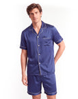Men’s Silk Short Sleeve Set – Suit Collar Loungewear Set