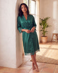 New Summer Thin Solid Color Stitching Lace Long Nightgown Robe – Luxury and Noble Home Clothes for Relaxation