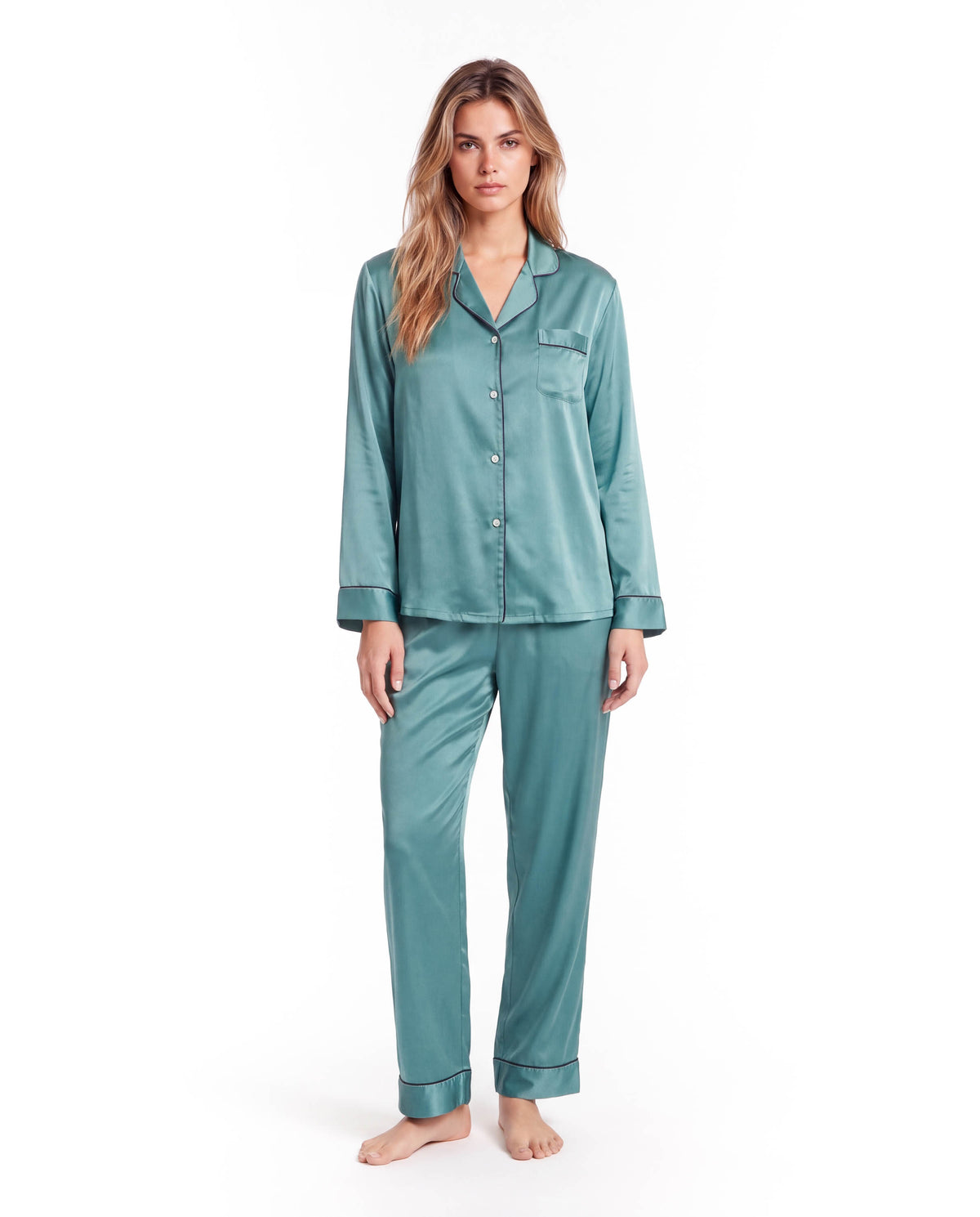 Silk Pajama Set for Women – Soft, Breathable, Luxury Sleepwear with Long Sleeves &amp; Pants