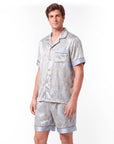 Men’s Silk-Like Pajama Set – Luxurious Paisley Pattern Sleepwear