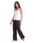 Women's Satin Wide-Leg Pants – Elastic High Waist with Draped Silhouette