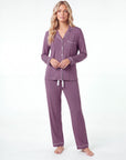 Women’s Bamboo Pajama Set – Long Sleeve Button Down Top with Full Length Pants