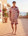 Men’s Silk-Like Pajama Set – Luxurious Paisley Pattern Sleepwear