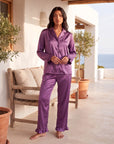 Soft Satin Pajamas Set for Women – 2-Piece Long Sleeve Sleepwear & Elegant Button Loungewear
