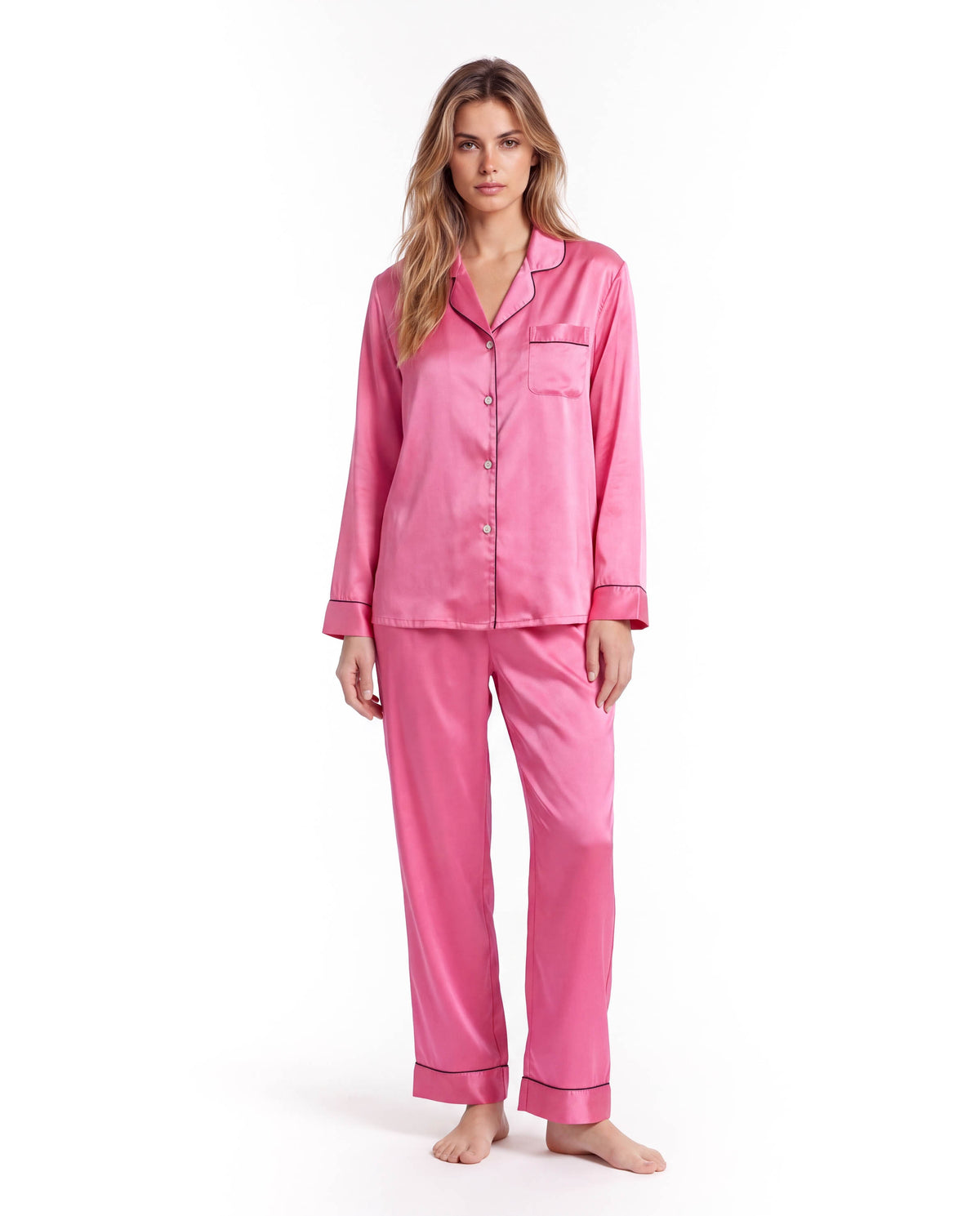 Silk Pajama Set for Women – Soft, Breathable, Luxury Sleepwear with Long Sleeves &amp; Pants