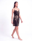 Women’s Puff-Sleeve Halter Neck Dress – Printed Casual Nightgown