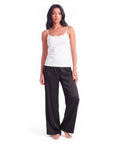 Women's Satin Wide-Leg Pants – Elastic High Waist with Draped Silhouette
