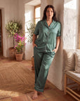 Sleepwear Set for Plus Size Women – Fashionable Tops and Long Pants Homewear