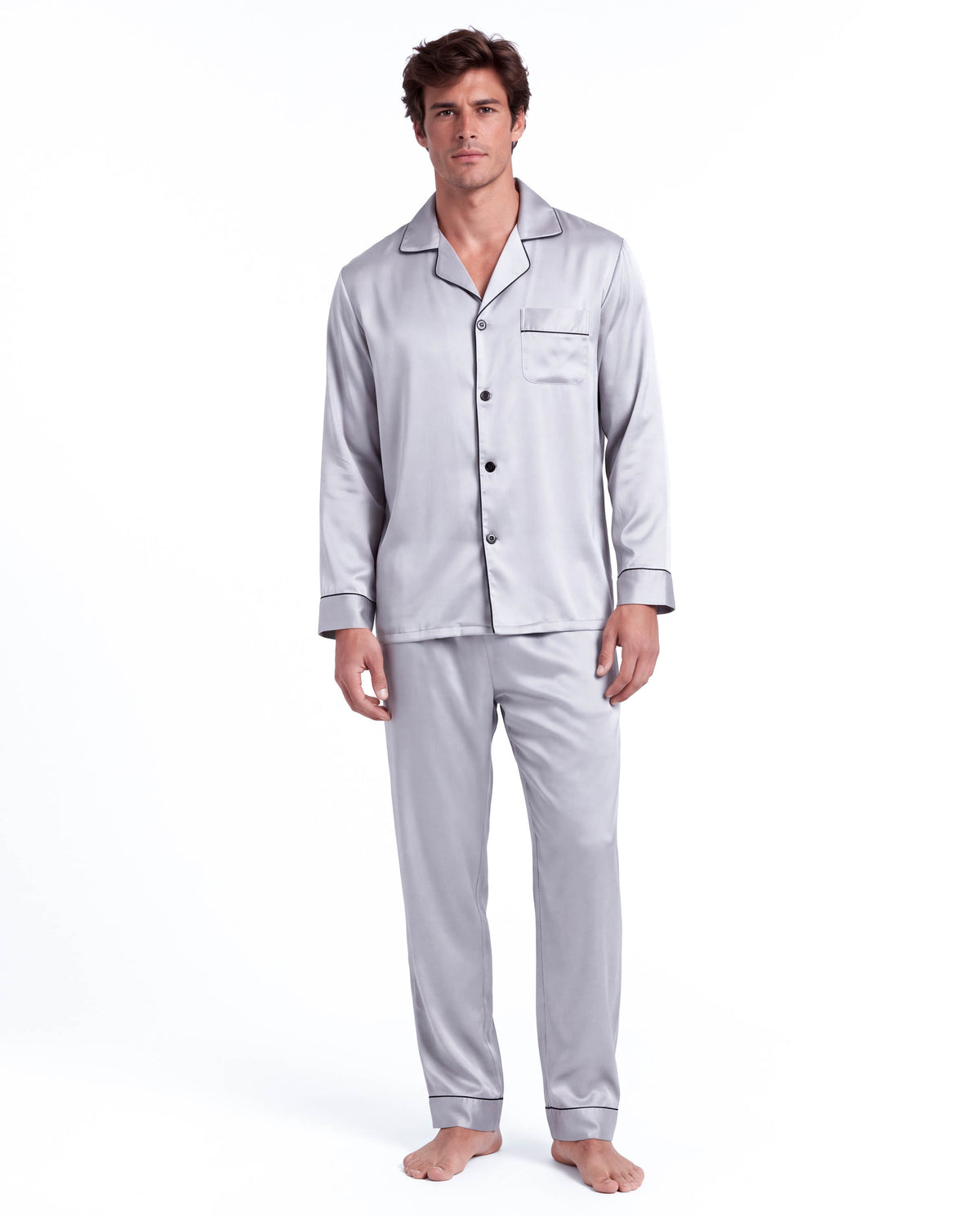 Men’s Fashion Long Sleeve Pajama Set with Long Pants – Comfortable and Stylish Sleepwear