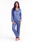 Soft Satin Pajamas Set for Women – 2-Piece Long Sleeve Sleepwear & Elegant Button Loungewear