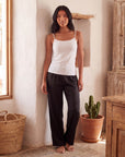 Women's Satin Wide-Leg Pants – Elastic High Waist with Draped Silhouette