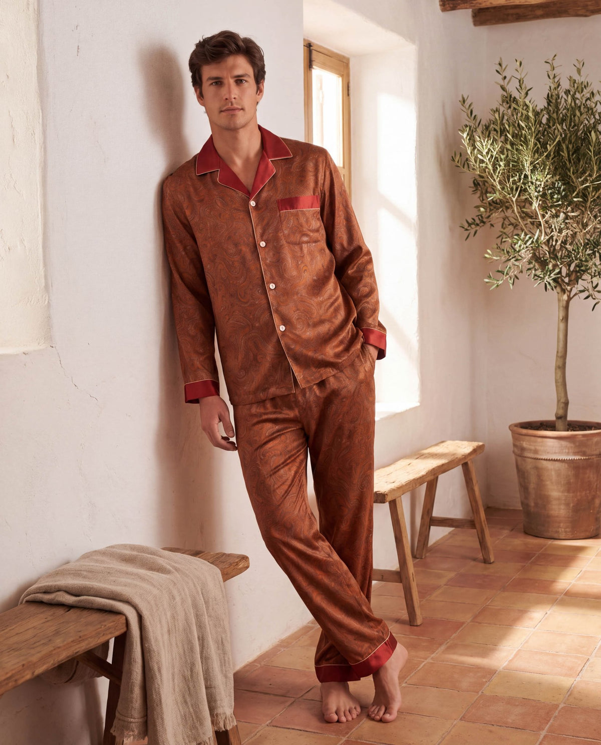 Men’s Pajama Set – Lightweight Long &amp; Short Sleeve Sleepwear for All Seasons
