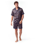 Men’s Silk-Like Pajama Set – Luxurious Paisley Pattern Sleepwear