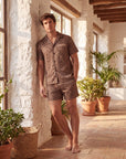 Men’s Pajama Set – Short Sleeve Loose Fit Sleepwear & Homewear Suit