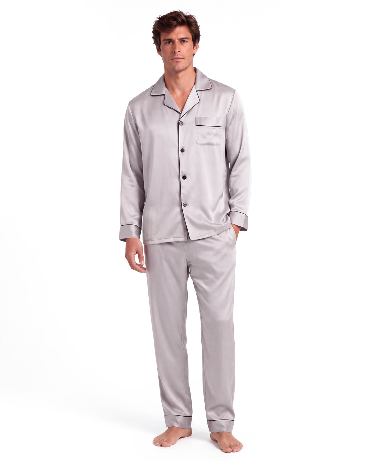 Men’s Fashion Long Sleeve Pajama Set with Long Pants – Comfortable and Stylish Sleepwear