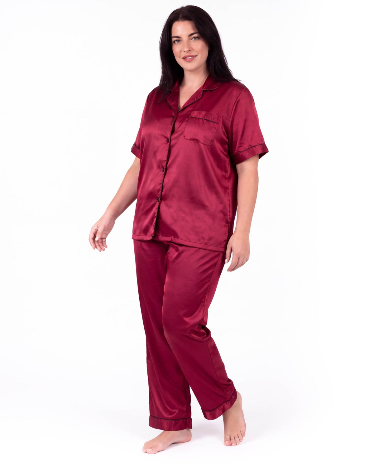 Sleepwear Set for Plus Size Women – Fashionable Tops and Long Pants Homewear