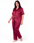 Sleepwear Set for Plus Size Women – Fashionable Tops and Long Pants Homewear