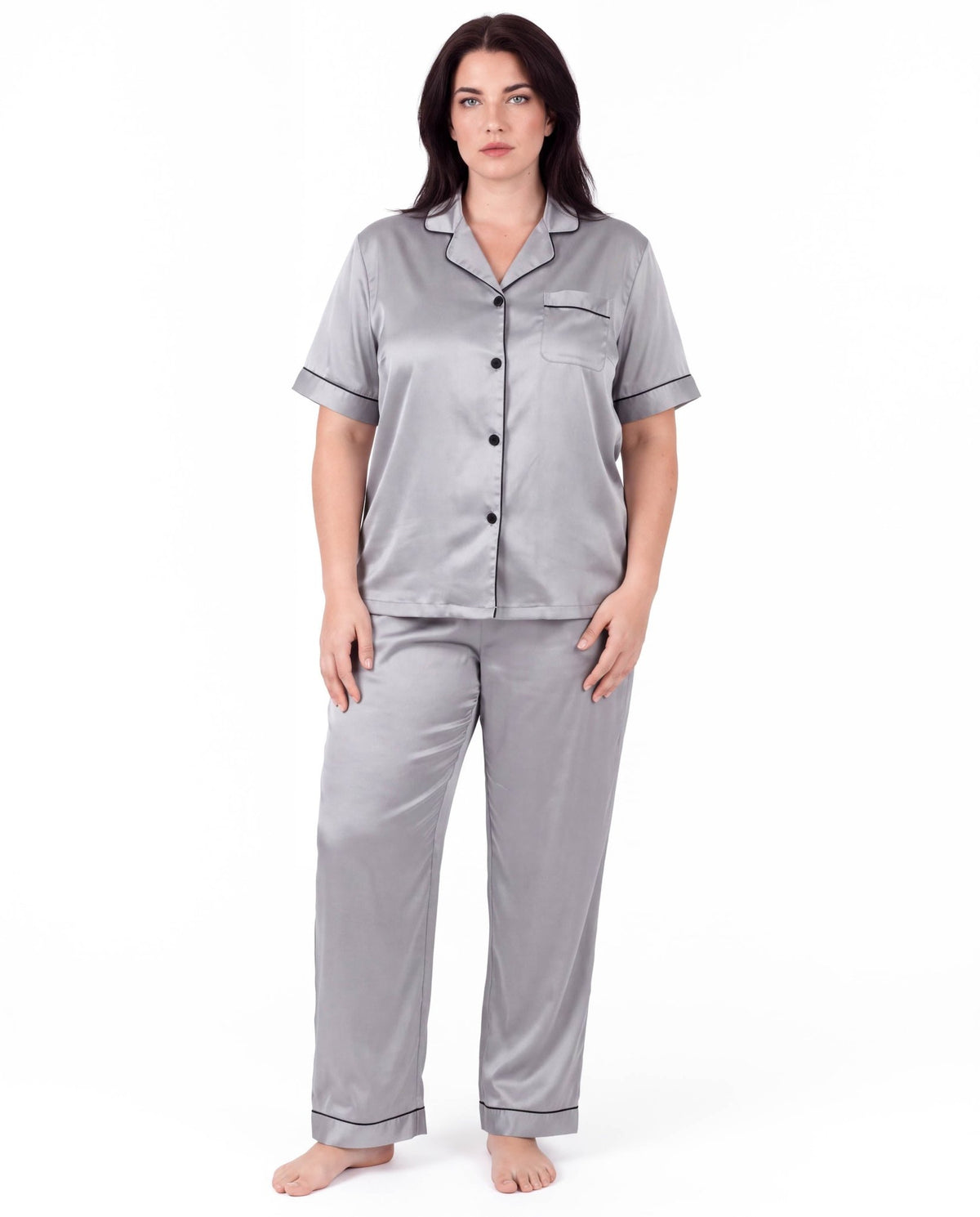 Sleepwear Set for Plus Size Women – Fashionable Tops and Long Pants Homewear