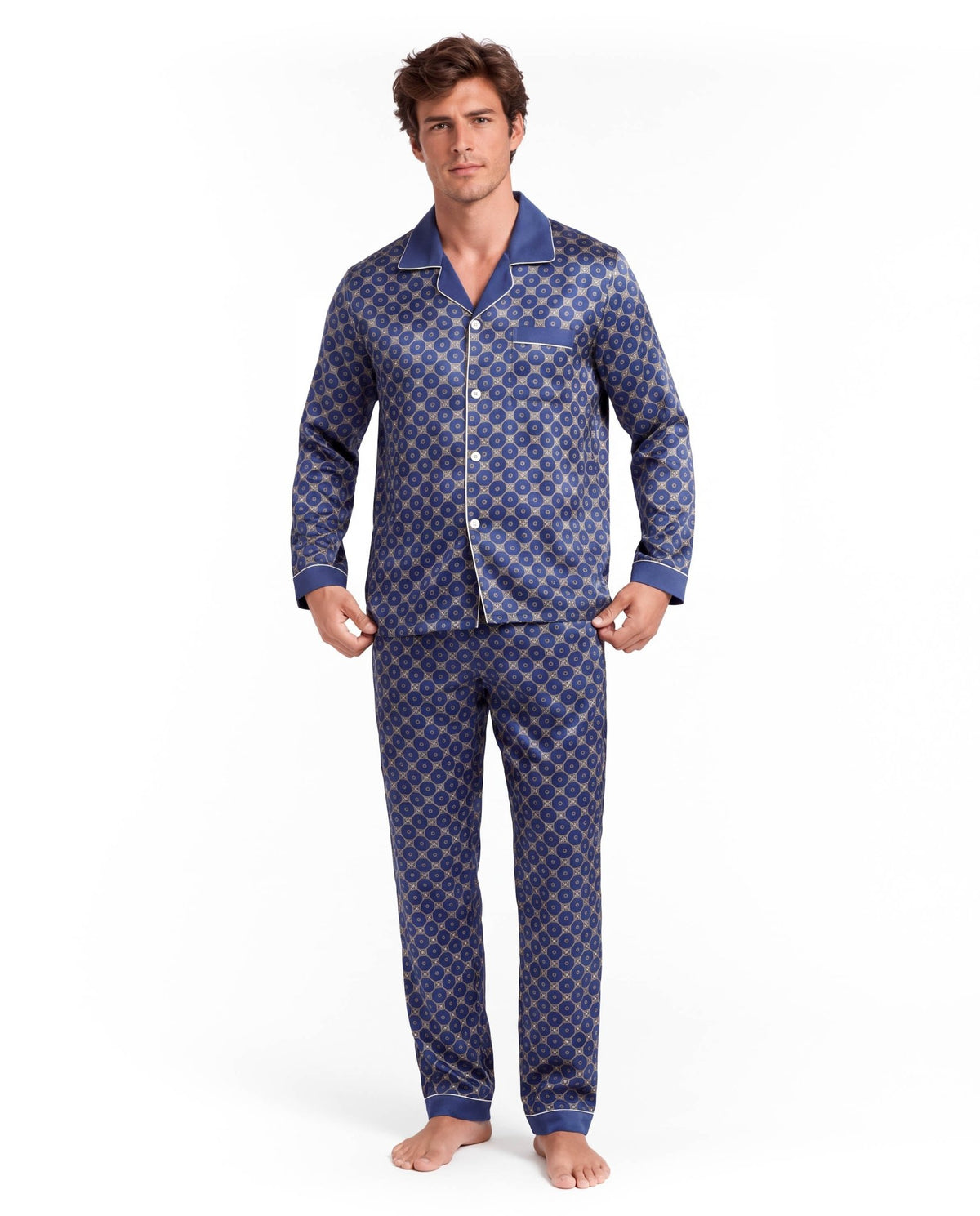 Men’s Pajama Set – Lightweight Long &amp; Short Sleeve Sleepwear for All Seasons