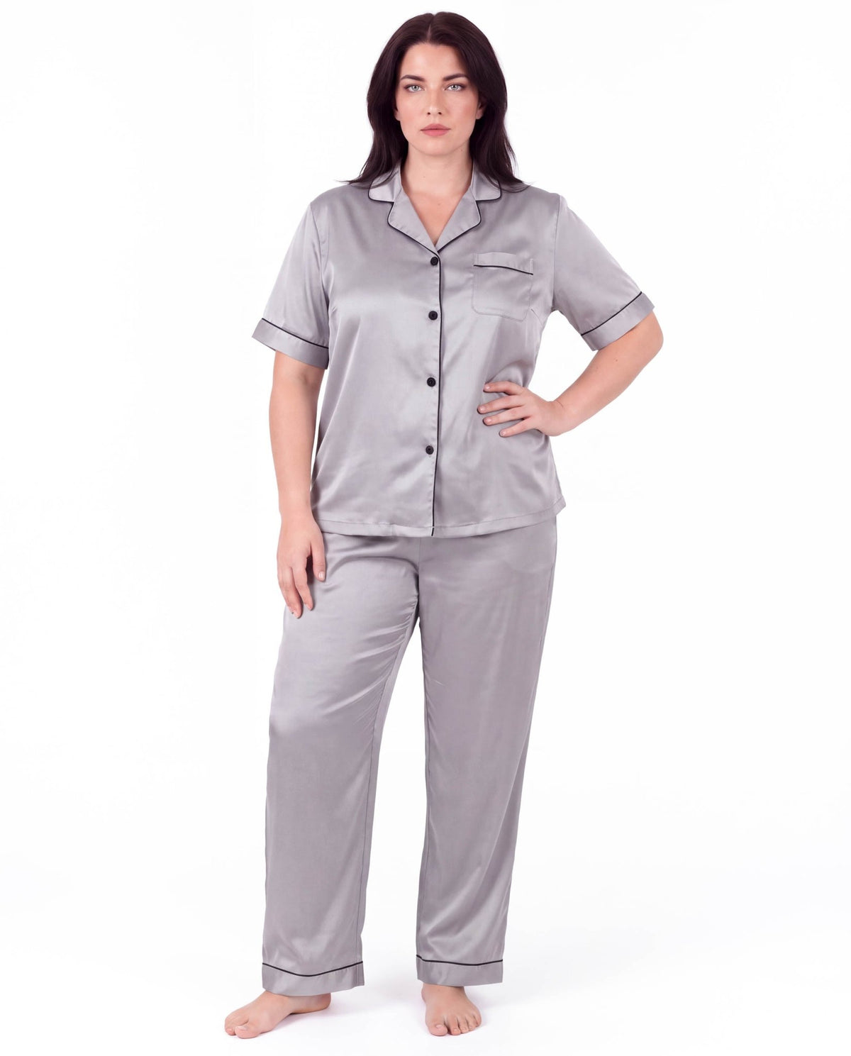 Sleepwear Set for Plus Size Women – Fashionable Tops and Long Pants Homewear
