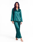Soft Satin Pajamas Set for Women – 2-Piece Long Sleeve Sleepwear & Elegant Button Loungewear