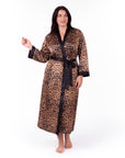 Luxurious Satin Kimono Robe with Contrast Trim – Long Sleeve, Belted, Machine Washable