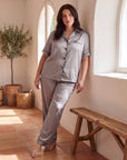 Sleepwear Set for Plus Size Women – Fashionable Tops and Long Pants Homewear