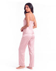 Women's Pajama Set – V-Neck Halter Top with Wide-Leg Pants