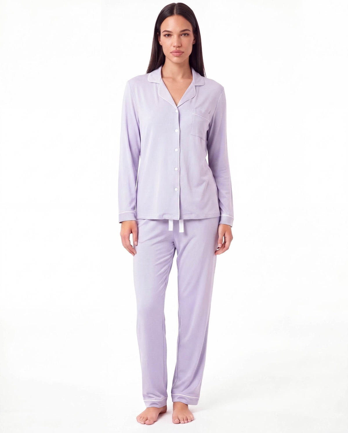 Women’s Bamboo Pajama Set – Long Sleeve Button Down Top with Full Length Pants