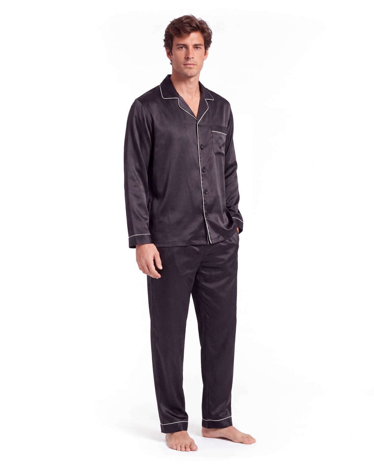 Men’s Cooling Pajama Set – Breathable Long Sleeve Sleepwear for Night Comfort
