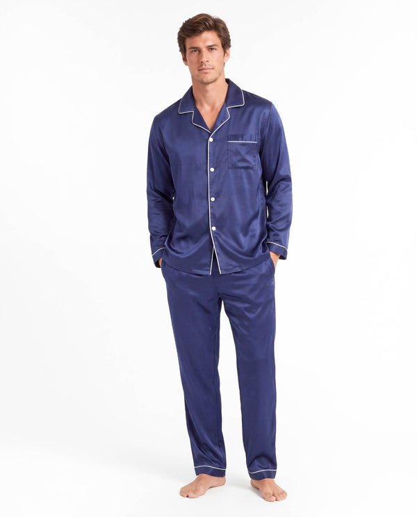 Men’s Fashion Long Sleeve Pajama Set with Long Pants – Comfortable and Stylish Sleepwear