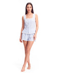 Women’s Striped Pajama Set – Sleeveless Tank Top with Elastic Shorts