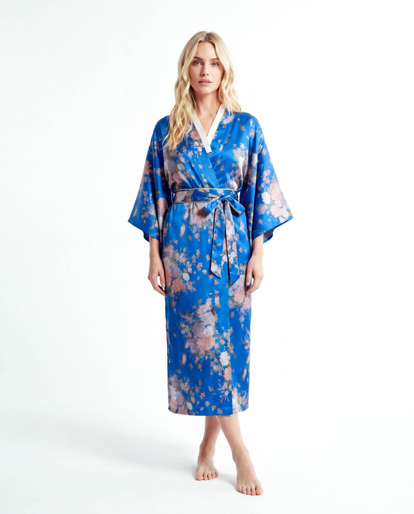 Elegant Dress – Traditional Floral Print Long Robe with Belt