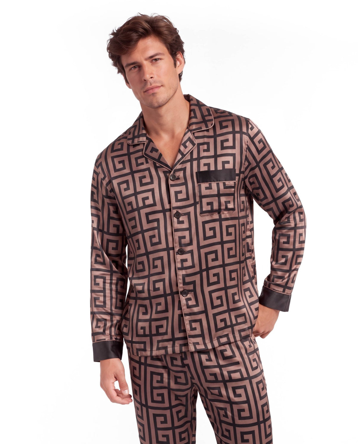 Men’s Pajama Set – Geometric Patterned Sleepwear