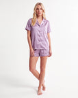 Women's Ice Silk Pajama Set – Loose Short Sleeve Satin Lounge Set