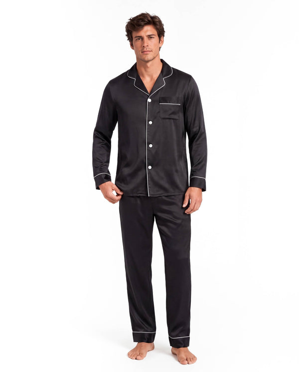 Men’s Fashion Long Sleeve Pajama Set with Long Pants – Comfortable and Stylish Sleepwear
