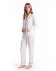 Silk Pajama Set – Long Sleeve Peter Pan Collar Top & Relaxed Pants
