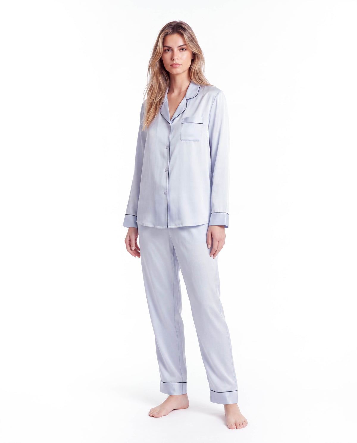 Silk Pajama Set for Women – Soft, Breathable, Luxury Sleepwear with Long Sleeves &amp; Pants