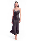 Arabella Silk Maxi Nightgown – Elegant Lace Trim Sleepwear for Women