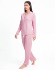 Women’s Bamboo Pajama Set – Long Sleeve Button Down Top with Full Length Pants
