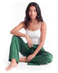 Women's Satin Wide-Leg Pants – Elastic High Waist with Draped Silhouette