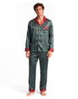 Men’s Silk-Like Pajama Set – Luxurious Paisley Pattern Sleepwear