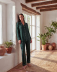 Women’s Bamboo Pajama Set – Long Sleeve Button Down Top with Full Length Pants