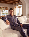 Men’s Silk-Like Pajama Set – Luxurious Paisley Pattern Sleepwear