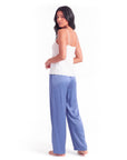 Women's Satin Wide-Leg Pants – Elastic High Waist with Draped Silhouette