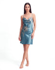 Women’s Puff-Sleeve Halter Neck Dress – Printed Casual Nightgown